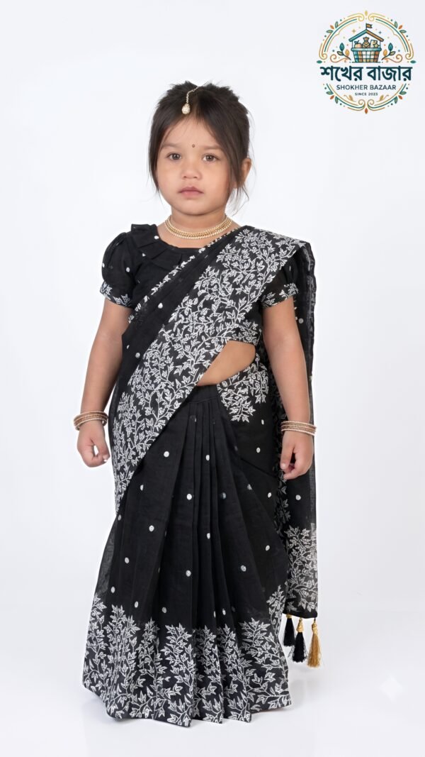 স্কিন প্রিন্ট রেডি শাড়ী কালো(Code 10)
