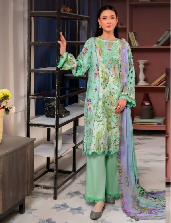 Pastel Mint Designer Printed Unstitched Salwar Kameez _Style(5657)