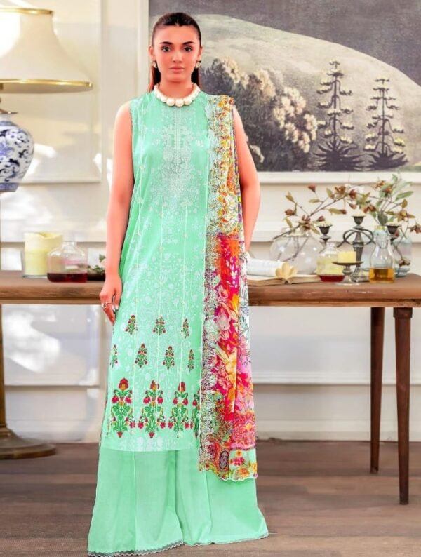 Mint Aqua Digital Printed Embroidered Unstitched Lawn 3 Piece Suit_Style(5709)