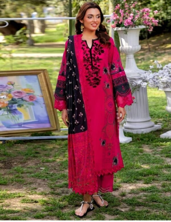 Crimson Pink Embroidered Lawn Unstitched Salwar Kameez _Style(5768)