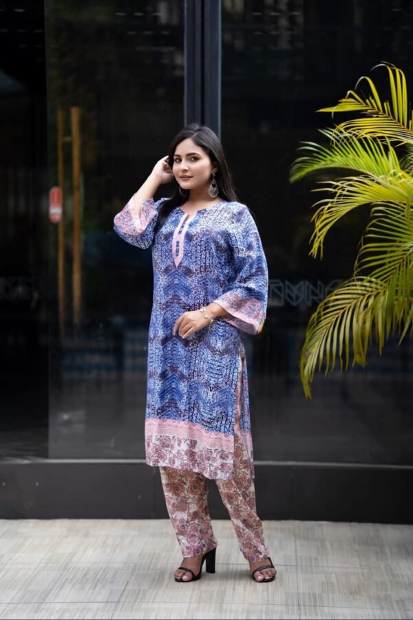 Azure Batik 2 Piece Set: Premium Digital Print Ensemble - (Style-6713)