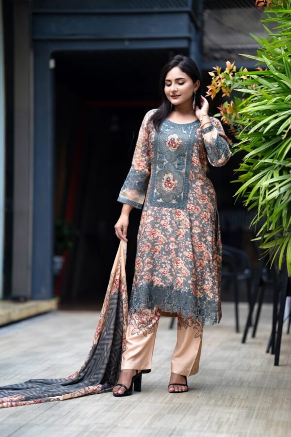 Nobina Digital Printed Embroidered Salwar Kameez - (Style-6725)
