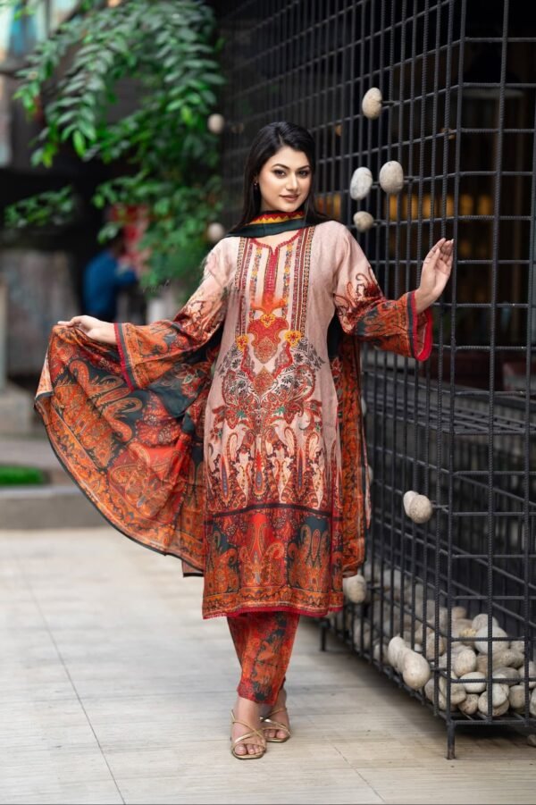 Monohar Embroidered Cotton Salwar Kameez – Elegant & Comfortable 3-Piece– (Style-6706)