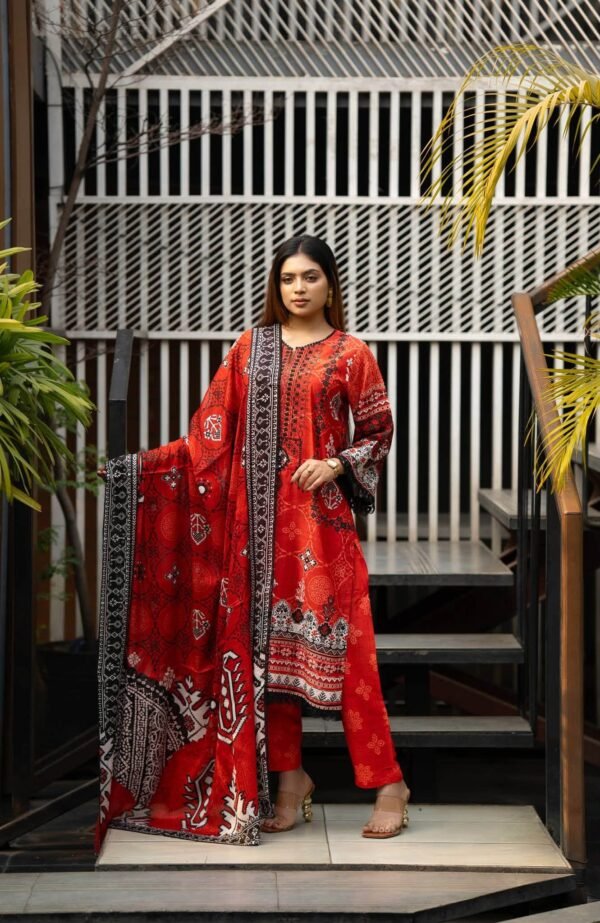 Boishakhi Embroidery Mirror Work Salwar Kameez Set – Cotton 3 Piece – (Style-6736)