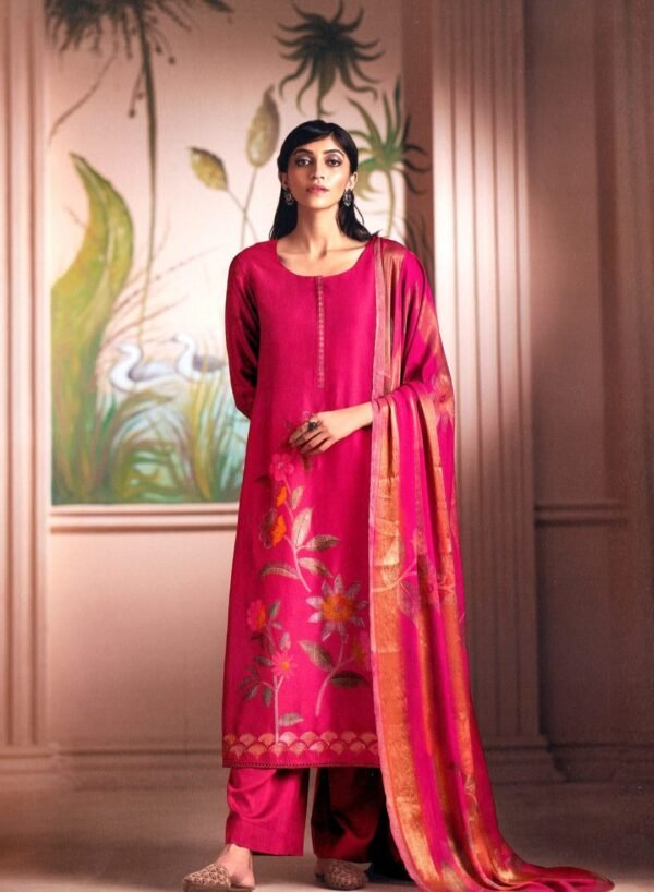 Royal Fuchsia Unstitched Salwar Kameez – Vibrant Luxury Redefined_Style(F-4843)
