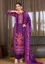 Deep Royal Purple Unstitched Salwar Kameez – Embroidered Lawn 3-Piece Suit_Style(F-5602)
