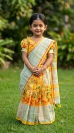 বসন্ত বাহার চান্দেরি সিল্ক রেডিমেড বেবি শাড়ি