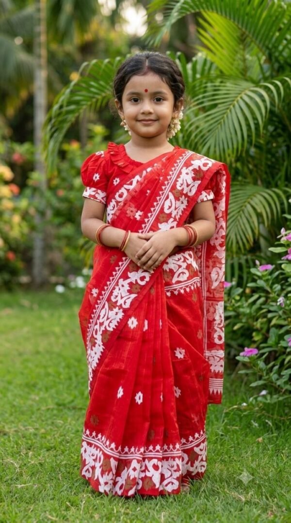 আলপনা -চান্দেরি সিল্ক রেডিমেড বেবি শাড়ি