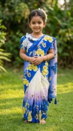 নীল পদ্ম -চান্দেরি সিল্ক রেডিমেড বেবি শাড়ি