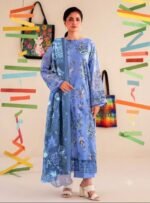 Cool Blue Unstitched Salwar Kameez– Premium Floral Printed Lawn_Style(F-5806)