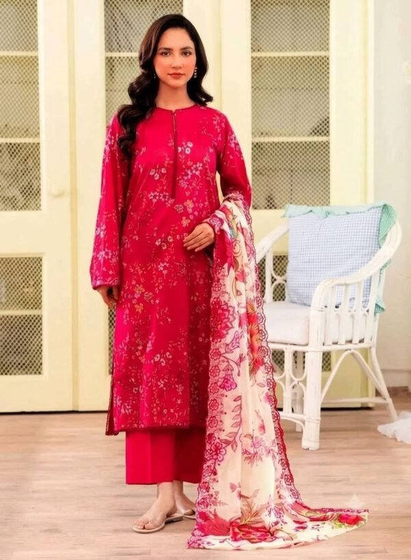 Crimson Red Floral Digital Printed Unstitched Salwar Kameez_Style(F-5661)