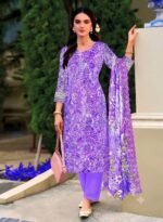 Bright Violet Floral Digital Printed Unstitched Lawn 3 Piece Suit_Style(5759)