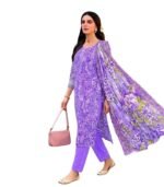 Bright Violet Floral Digital Printed Unstitched Lawn 3 Piece Suit_Style(5759) - Image 2